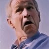 george w bush demonstrating and facing the evil scratched