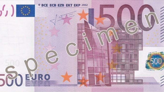 EUR 500 obverse 2002 issue