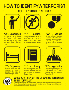  EU plant Umdeklaration von Bürgern zu Terroristenorwell_poster, how to detect terrorists • Quelle: www.empty-handed.com