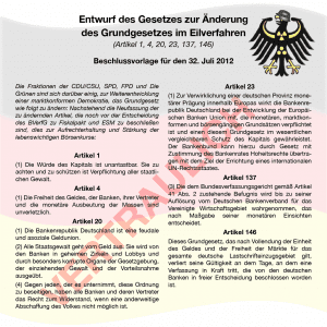 Schäubles Rache am BVerfG - Grundgesetzänderung im Schweinsgalopp Verfassungsaenderung