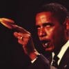 Barack Obama speech with nobel peace promter pointer