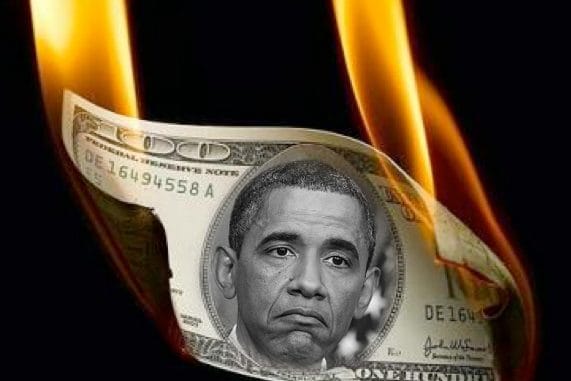 Obama is burning washington money US king of debt crisis