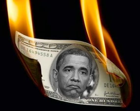 Obama is burning washington money US king of debt crisis