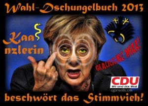 Wird die CDU in der nach Merkel Ära verboten kaanzlerin_wahlkampf_2013_schlange_dschungelbuch_kanzlerin_merkel_beschwoerung_stinkefinger_duell_peer_steinbrueck