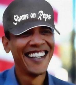 Barack Obama shame on Reps basecap qpress