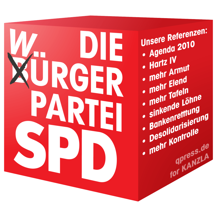 SPD-Cube Logo Wahlsolgan Wuerger Partei GroKo Koalition Verrat qpress