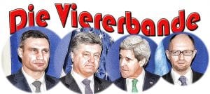 Krieg um Krim und Profite mit Ansage, Schokoschenko und Westkonzerne einig Die Viererbande Klitschko Poroschenko Demjanjuk Kerry