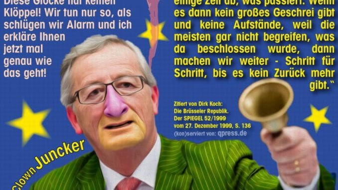 Jean Claude Clown Juncker EU Diktatur Kommission Europa Praesident Wahlkampf Europawahl 2014 Spitzenkandidat qpress