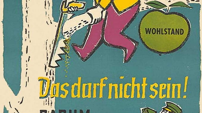 CDU Wahlkampfplakat Wahlplakat 1957 deutscher Miche Zipfelmuetze Parteienoligarchie Politikverdrossenheit Wahlslogan Waehlerbetrug 1957 und heute