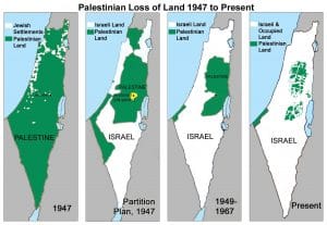 Endspiel, ABC News verkauft palästinensisches Bomben-Elend als Leid der Israelis Entwicklung des palaestinensichen Siedlungsgebietes 1947 Gaza West Jordanland bis heute