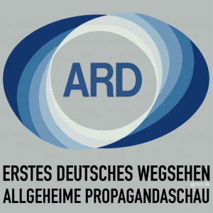 GEZ ist massive Grundrechtsverletzung per Staatsvertrag Erstes Deutsches Wegsehen Altes-ARD_Logo Deutsche Allgemeine Propagandaschau Staatspropaganda qpress quadrat