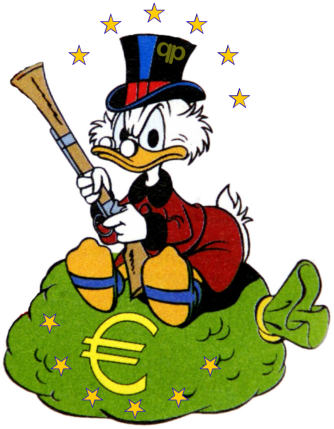 Dagobert Duck Euro Gier finanzen Neid Armut Reichtum Ausbeutung USA Europa qpress