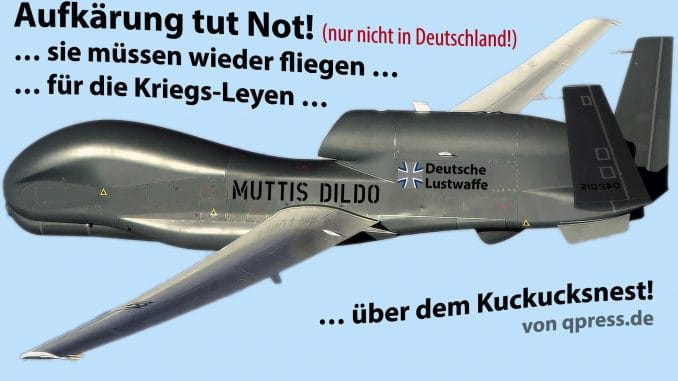 Aufklaerung tut NOT BUndeswehr von der Leyen Dildo Euro Hawk Drohne Pannen Wiederbelebung Neutralsierung statt toeten Neusprech