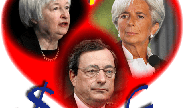 Heart and Soul of Gold Herz und Seele des Geldes currencies Draghi Lagarde Yellen Euro Dollar Money qpress fakeworld EZB Zentralbank Geldschwindel Betrueger 01