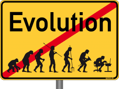 Ortsschild Evolution Evaluation schoepfung degeneration fortschritt rueckschritt menschheit darwin Theorrie