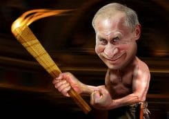 Vladimir Putin Fackel DonkeyHotey Dikatator Unruhestifter Uebeltaeter Unhold Hassfigur Feindbild