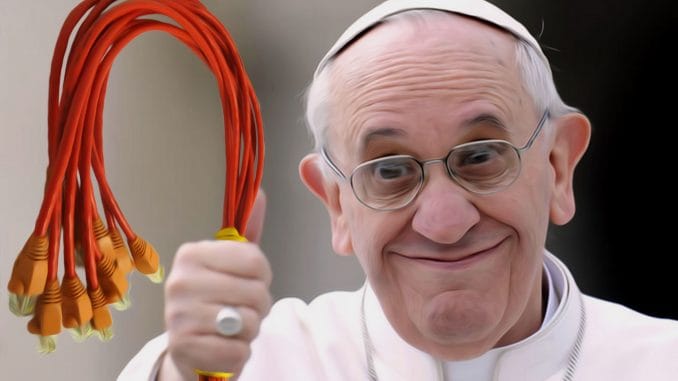 Papst Franziskus mit Peitsche Kinder schlagen erlaubt neue alte Erziehung Skandal Zuechtigung dogma gewaltaetige Erziehung Vatikan Doktrin qpress