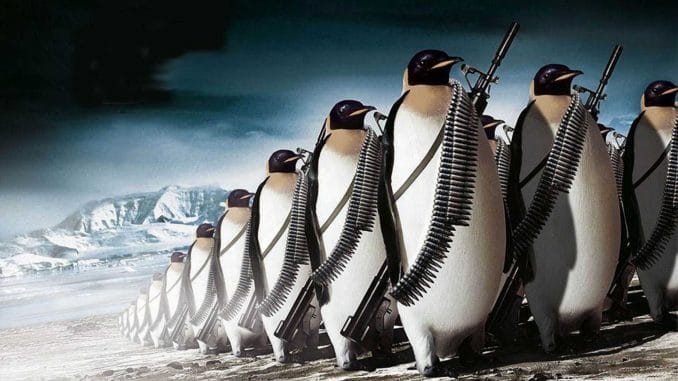 AS Terror Milizen In der Antarktis startender Marschlug Pinguin auf den Weg in die USA bedrohung der nationalen Sicherheit