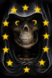 Euro ade - Deutschland führt Knochen Mark ein EU Monster Greaper Troll Todesengel europa synonym symbol schwarzer schwan sterbendes System
