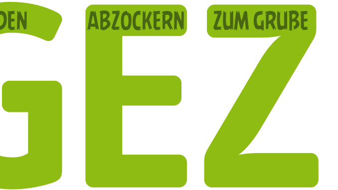Logo GEZ heim den Abzockern zum Grusse Logo Beitragsservice qpress