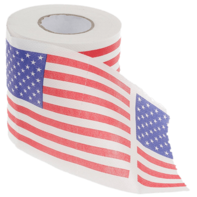 Amerikanische Flagge von auf der Rolle Klopapier Toilettenpapier hintern putzen