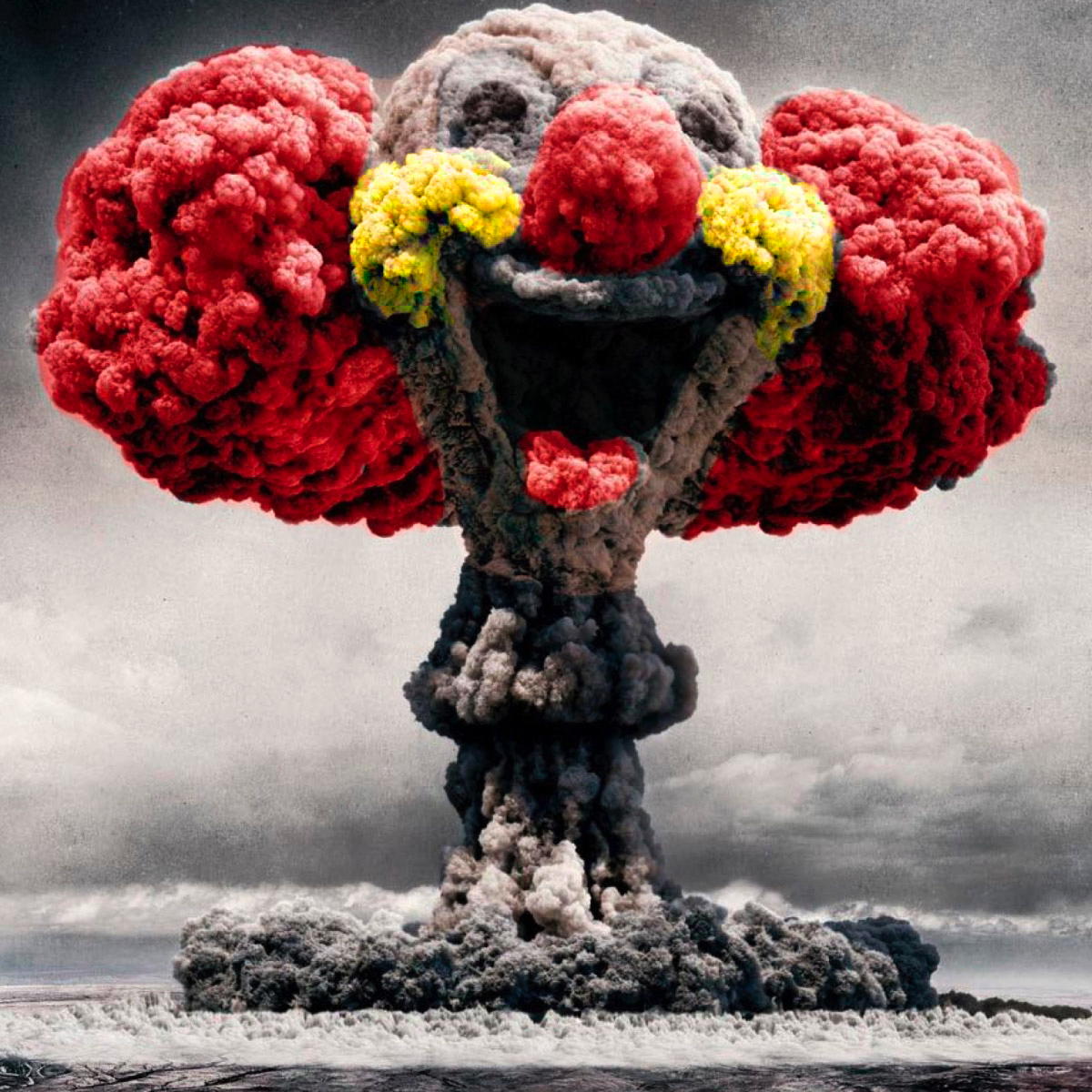 Atombombe atompilz clown lustige zerstoerung vernichtung wahnsinn deutsche atombombe israel atombombenbauer