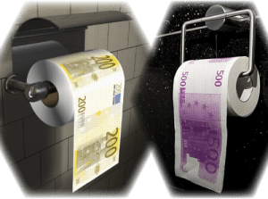 Klopapier Abrollrichtung EU Norm vorn haenegnd geldscheine EZB Toilettenpapier