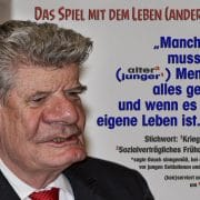 Pastor Joachim Gauck Kriegstreiber hetzer fuer Gott in den Krieg bundespraesident pflugschare zu schwertern