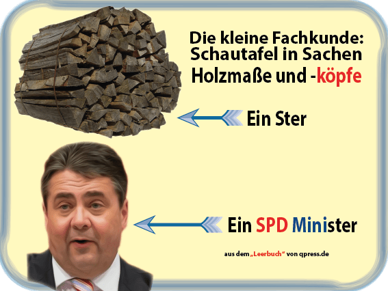 Fachkunde Holzmaße Ster Minister Gabriel SPD Verrat EU Europa-01