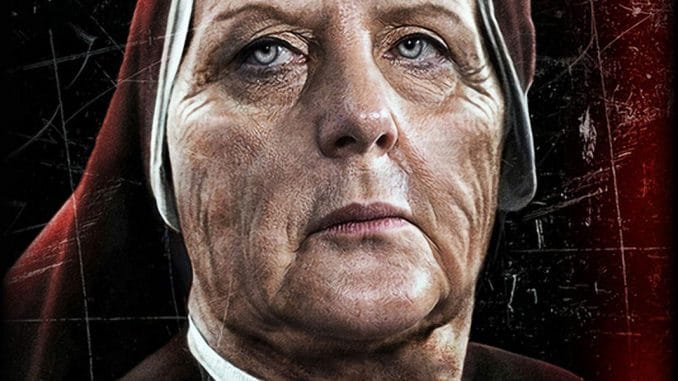 Angela Merkel CDU Bundesmutti Raute Bundeskanzlerin Terror Mutter Teresa Terroresia der Nation alternativlos Flucht Hexe Nonne DDR FDJ Ungarn Oeterreich Krise Drama Leid Elend