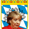 Bayern Wappen mit Angela Merkel