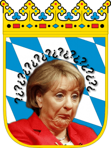 Terrorgefahr Bayern_Wappen mit Angela Merkel