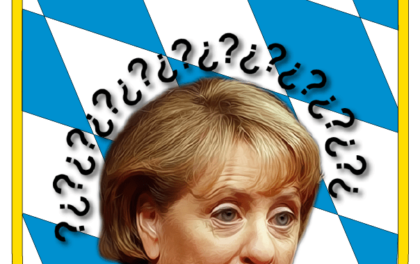 Bayern Wappen mit Angela Merkel