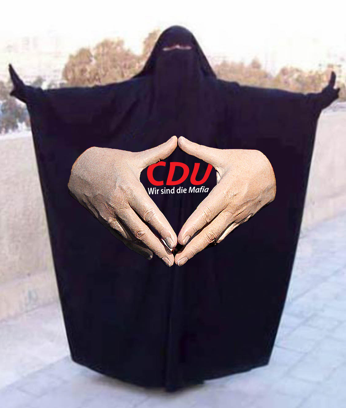 Angela Merkel Raute burka Islam Frauen Zeichen Markenzeichen Anpassung Konvertierung Integration Zuwanderung Anpassung