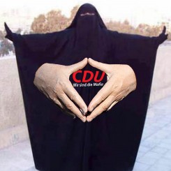 angela merkel raute burka islam frauen zeichen markenzeichen anpassung konvertierung integration zuwanderung anpassung