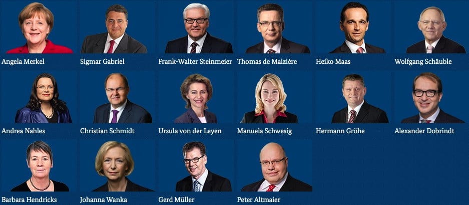 Kabinett Regierung Merkel Bundeskabinett 2016 Kanzlerin und Minister Ressorts Ministerien Fahndung Foto kriminelle Vereinigung