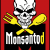Monsanto Logo Monsantod Gift Pestizid lebensmittel nahrung Gentech Schaedel Loeffel Gabel Tod vergiftung qpress