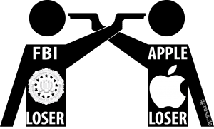 Apple und FBI veräppeln Kundschaft gemeinsam Apple FBI Lose Lose Situation duell showdown forget it fake qpress