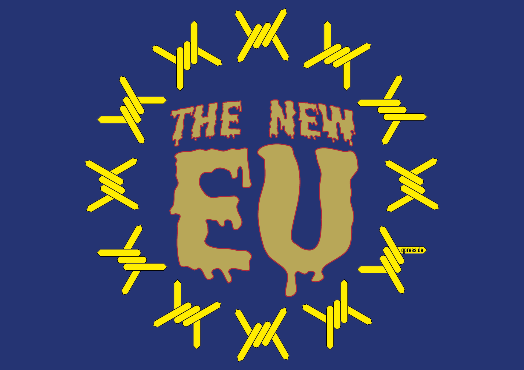 EU Stacheldrahlt Flagge neue Sterne die neue EU the new qpress