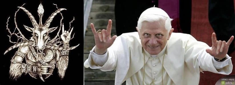 Ratzinger Benedikt Benediktollah Luzifer Satan Teufel Handzeichen
