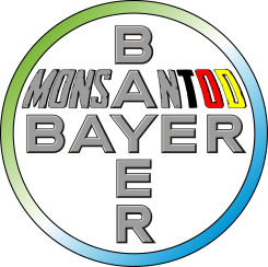Bayer Monsanto Logo nach Fusion bervrechersyndikat giftmischer Todmacher Chemie riesen