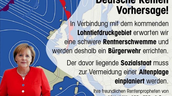 Deutscher Renten Wetterbericht Rentenvorhersage Altersarmut Altenplage Rentnerschwemme Buergerwehr Rentenkasse sozialvertraegliches fruehableben