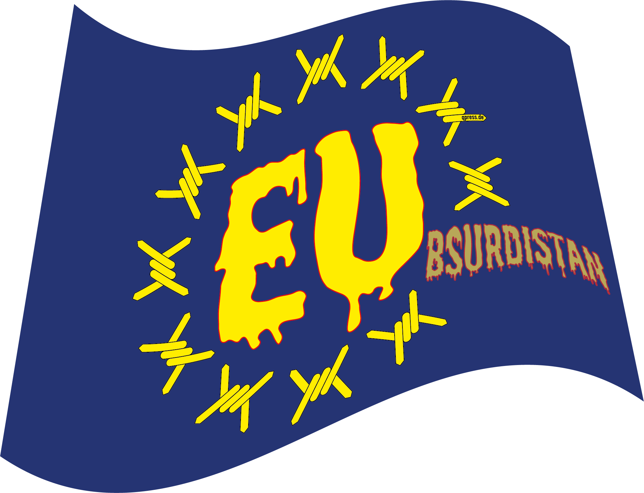 EU Stacheldrahlt Flagge neue Sterne EUbsurdistan_150dpi