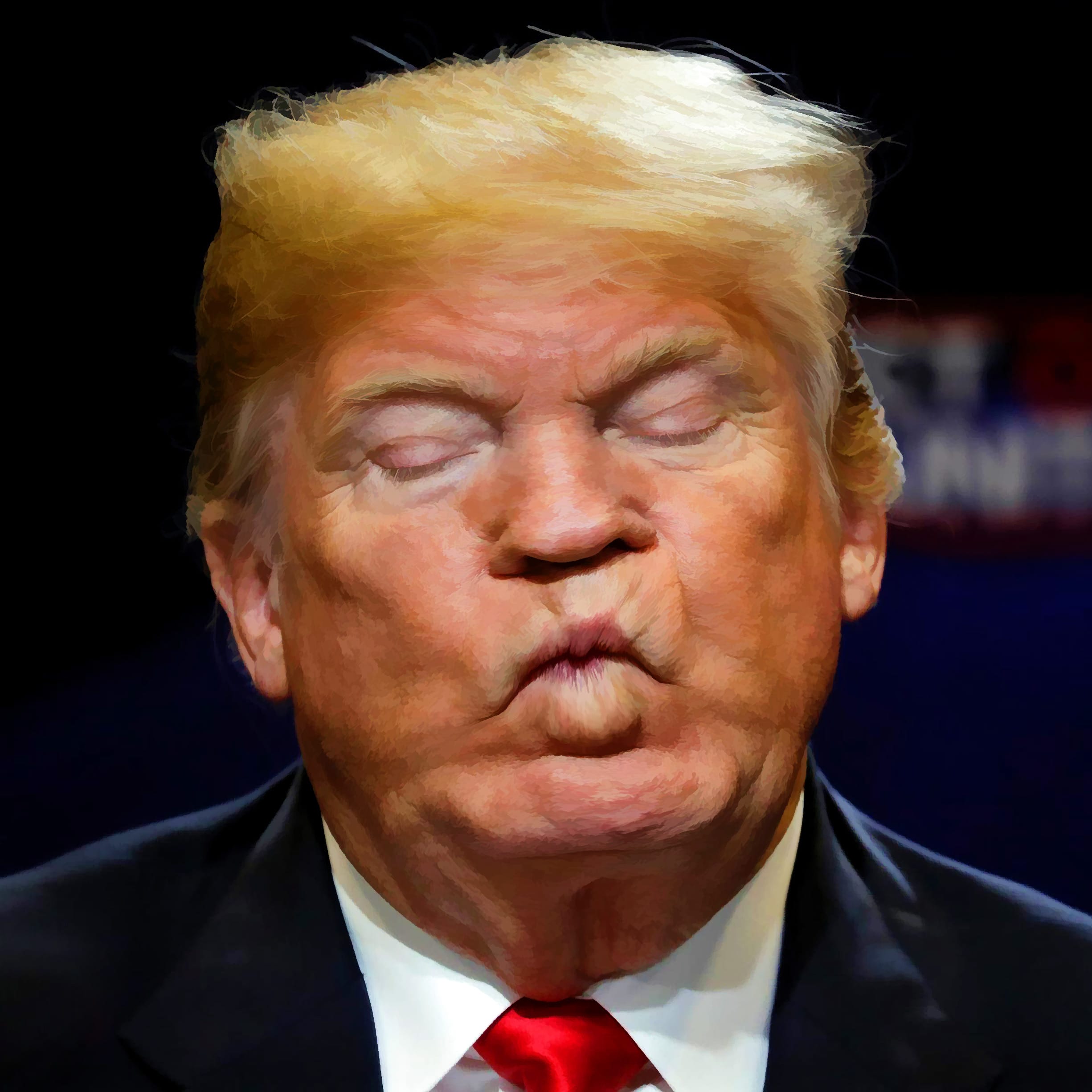 Donald Trump schmollt facing the asshole buzi