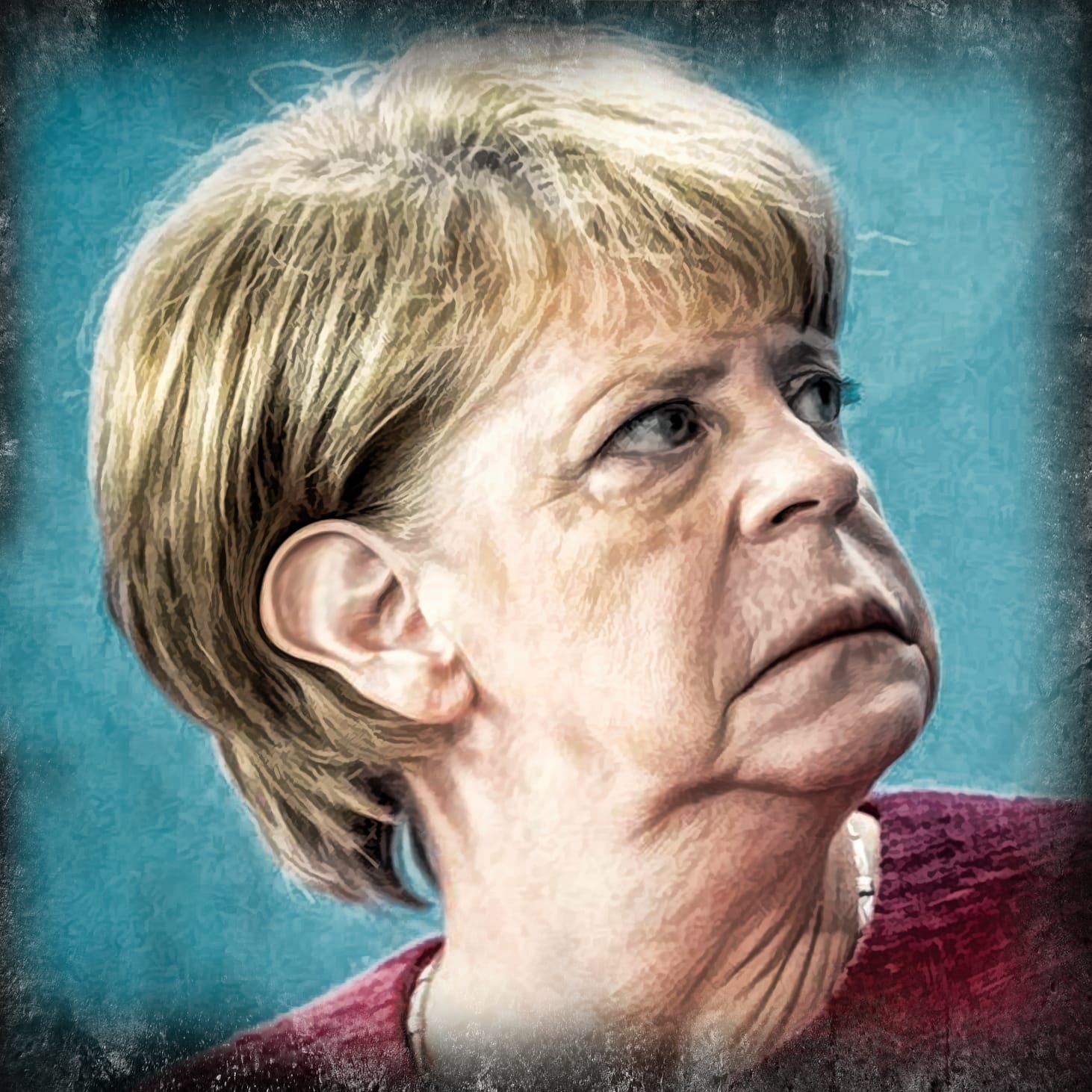 Angela Merkel retro kritischer Blick dumme fresse