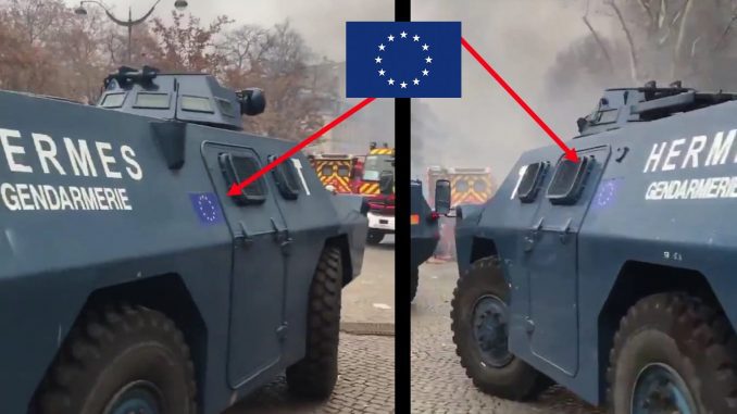 franreich panzerfahrzuege gendarmerie eu flagge buergerbekaempfung polizei