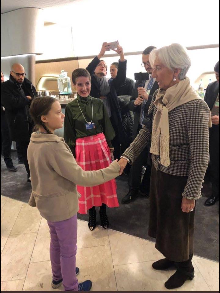 Greta Thunberg und die Weltbank IWF Chehon Christine Lagarde