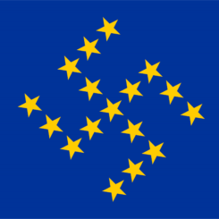 flag of europe pecunia veritas est gute alte zeiten neue europa flagge mit buendel effekt fascis qpress 245x245 1
