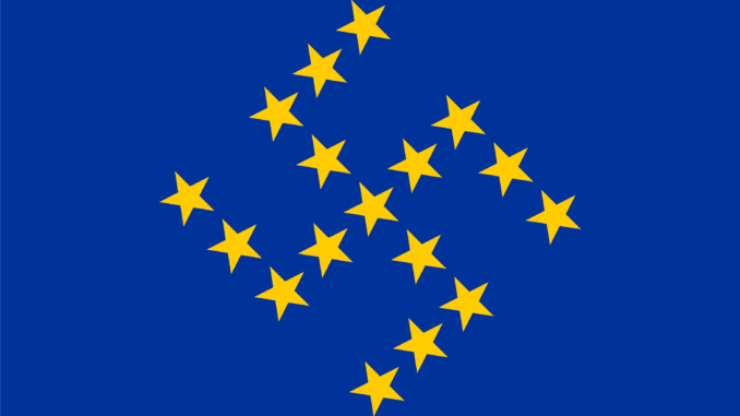 flag of europe pecunia veritas est gute alte zeiten neue europa flagge mit buendel effekt fascis qpress