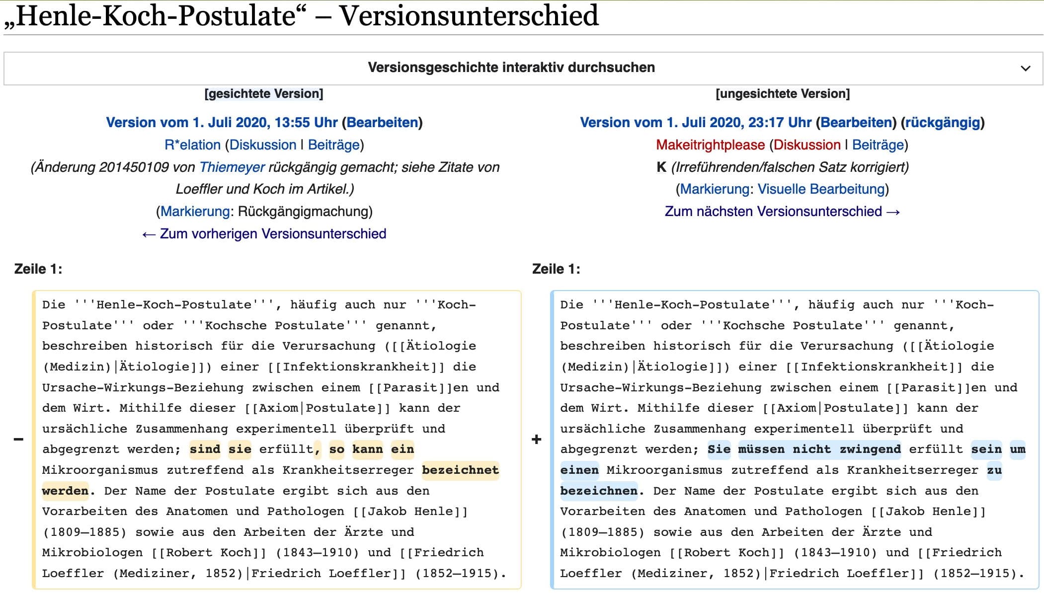 Wikipedia Kochsche Postulate neue Definition 2020